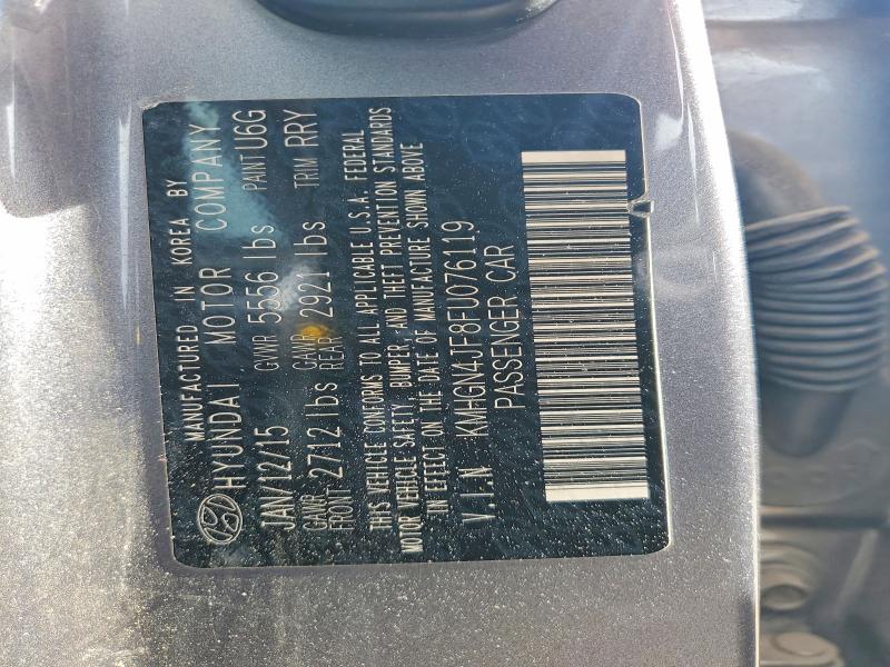 2015 Hyundai Genesis მანქანა იყიდება აუქციონზე, vin: KMHGN4JF8FU076119, აუქციონის ნომერი: 66242926