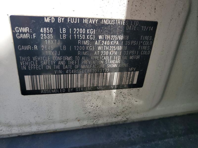63583506 :رقم المزاد ، 4S4BSELC8F3273132 vin ، 2015 Subaru Outback مزاد بيع