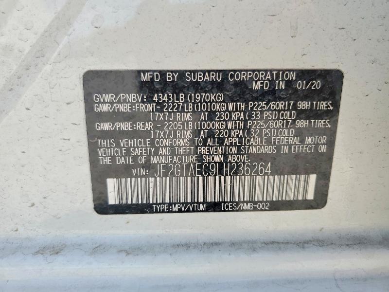 Aukcja sprzedaży 2020 Subaru Crosstrek, vin: JF2GTAEC9LH236264, numer aukcji: 65666696
