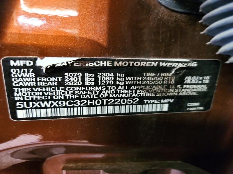 Продаж на аукціоні авто 2017 Bmw X3, vin: 5UXWX9C32H0T22052, номер лоту: 66394036