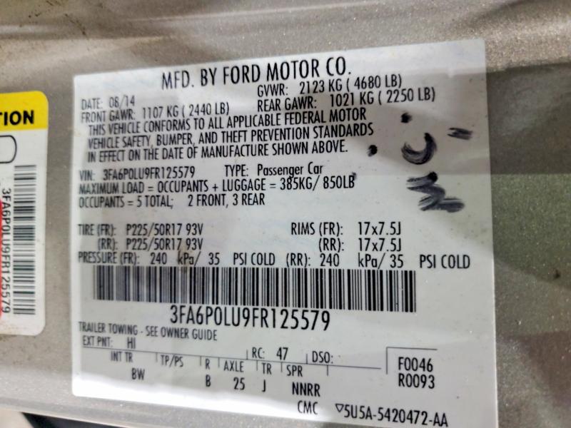 Продажа на аукционе авто 2015 Ford Fusion, vin: 3FA6P0LU9FR125579, номер лота: 62140016