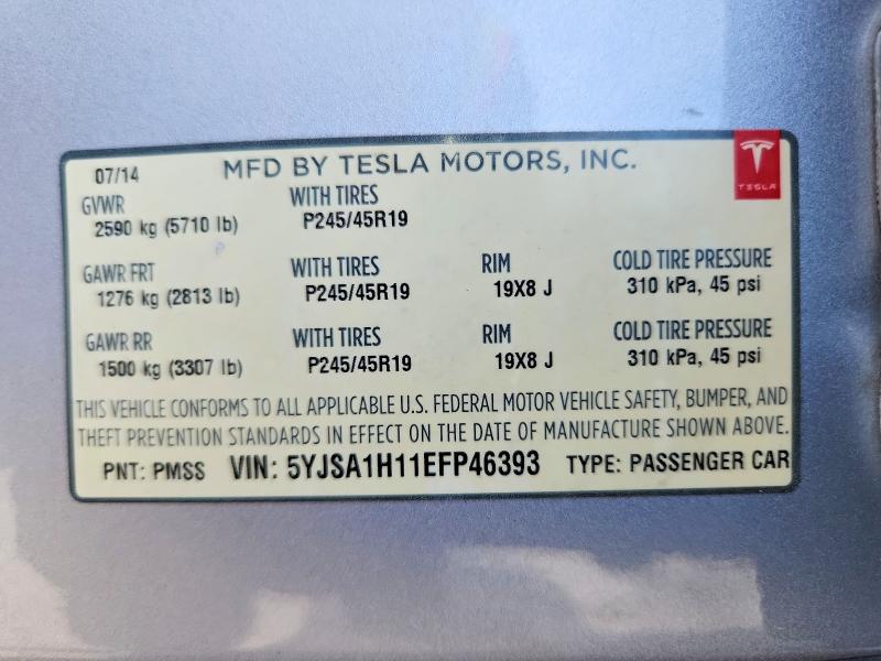 Aukcja sprzedaży 2014 Tesla Model S, vin: 5YJSA1H11EFP46393, numer aukcji: 64381606