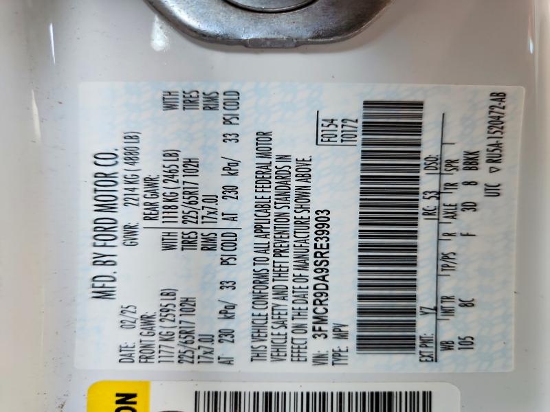 Продажа на аукционе авто 2025 Ford Bronco Sport, vin: 3FMCR9DA9SRE39903, номер лота: 66543846