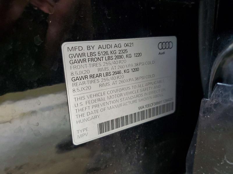 65530916 :رقم المزاد ، WA1EECF38M1128426 vin ، 2021 Audi Q3 مزاد بيع