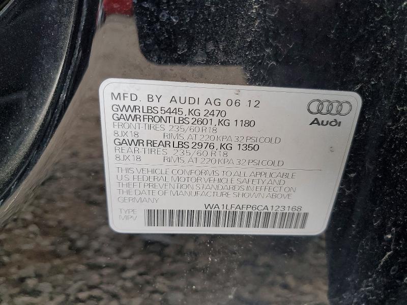 Продаж на аукціоні авто 2012 Audi Q5, vin: WA1LFAFP6CA123168, номер лоту: 64697236