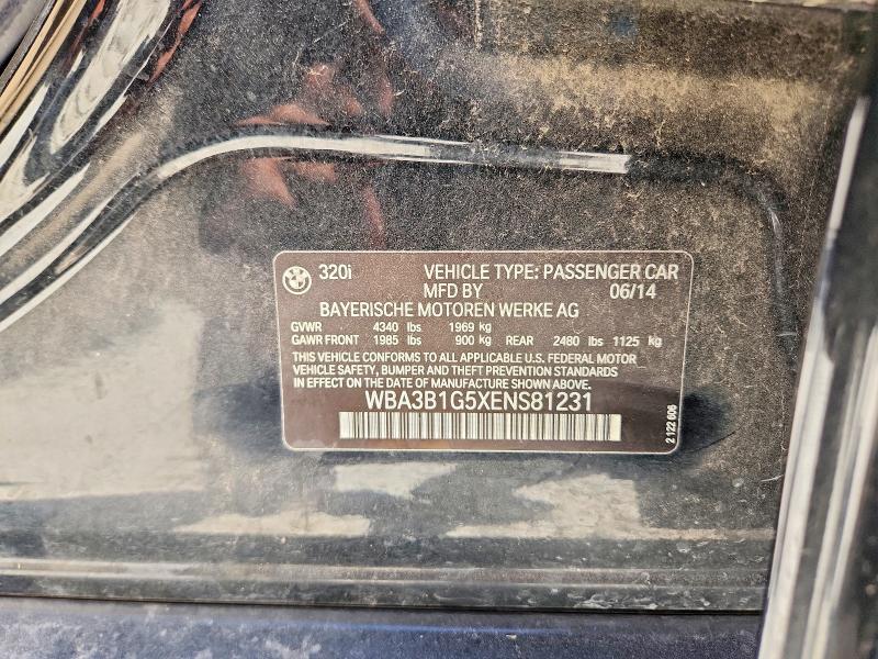 Aukcja sprzedaży 2014 Bmw 320, vin: WBA3B1G5XENS81231, numer aukcji: 64496116
