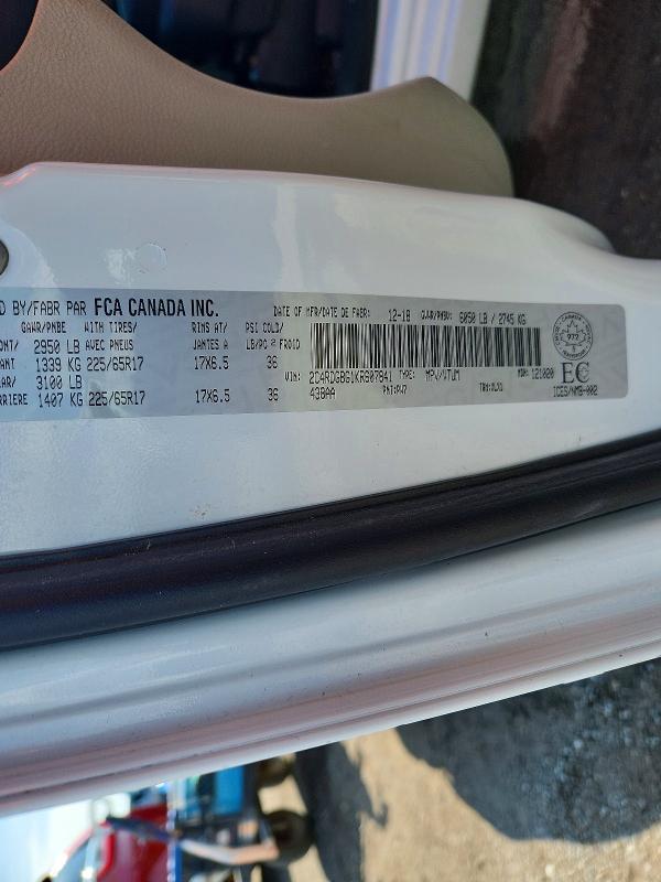 Продажа на аукционе авто 2019 Dodge Grand Caravan, vin: 2C4RDGBG1KR607841, номер лота: 65983246