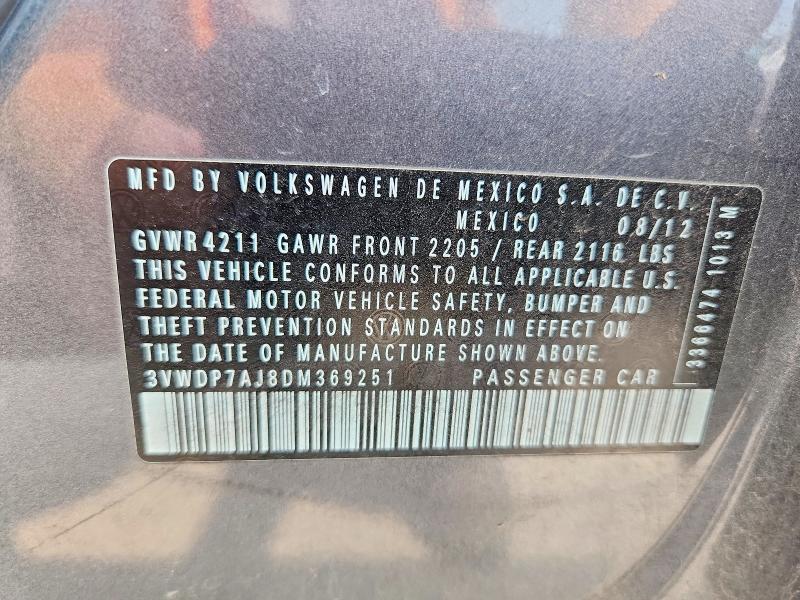 Aukcja sprzedaży 2013 Volkswagen Jetta, vin: 3VWDP7AJ8DM369251, numer aukcji: 63148076