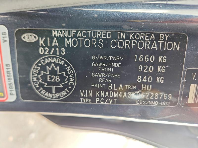 Auction sale of the 2013 Kia Rio, vin: KNADM4A3XD6228769, lot number: 64804116