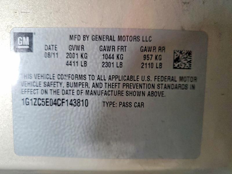 Aukcja sprzedaży 2012 Chevrolet Malibu, vin: 1G1ZC5E04CF143810, numer aukcji: 63598386