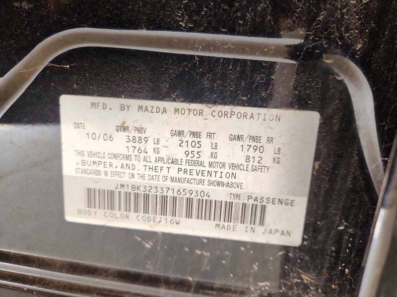 Aukcja sprzedaży 2007 Mazda 3, vin: JM1BK323371659304, numer aukcji: 66372616