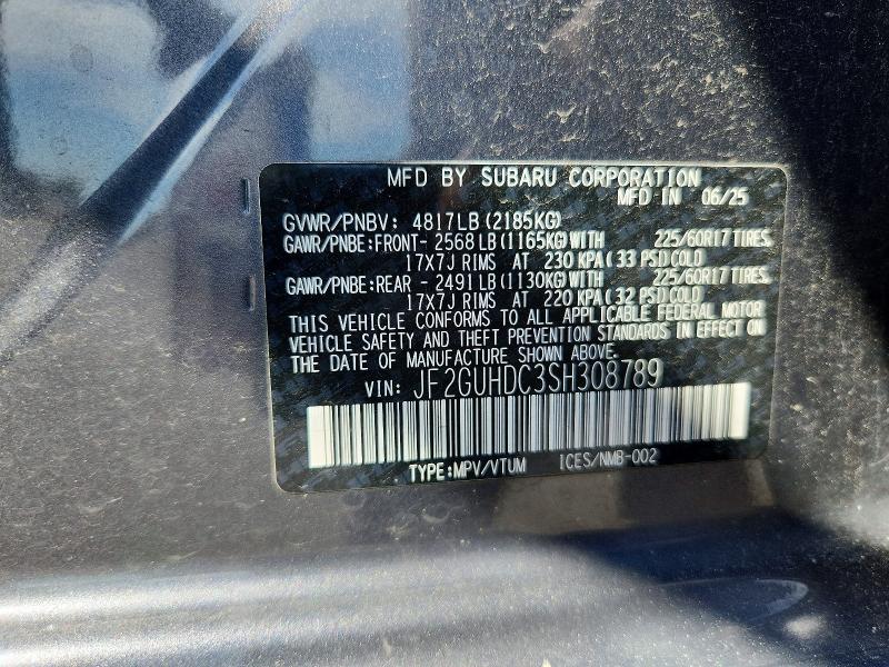Aukcja sprzedaży 2025 Subaru Crosstrek, vin: JF2GUHDC3SH308789, numer aukcji: 66893136