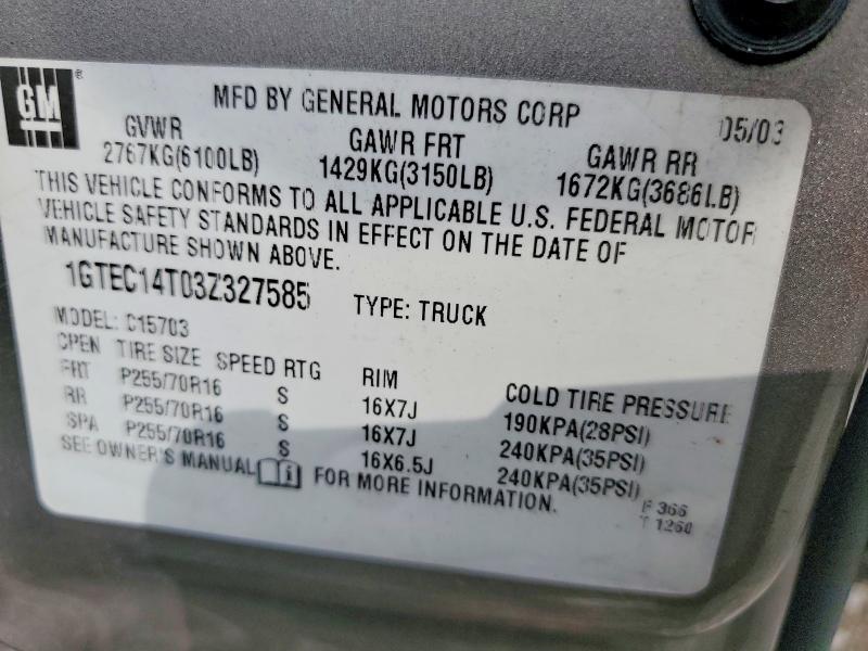 2003 Gmc New Sierra მანქანა იყიდება აუქციონზე, vin: 1GTEC14T03Z327585, აუქციონის ნომერი: 64272466