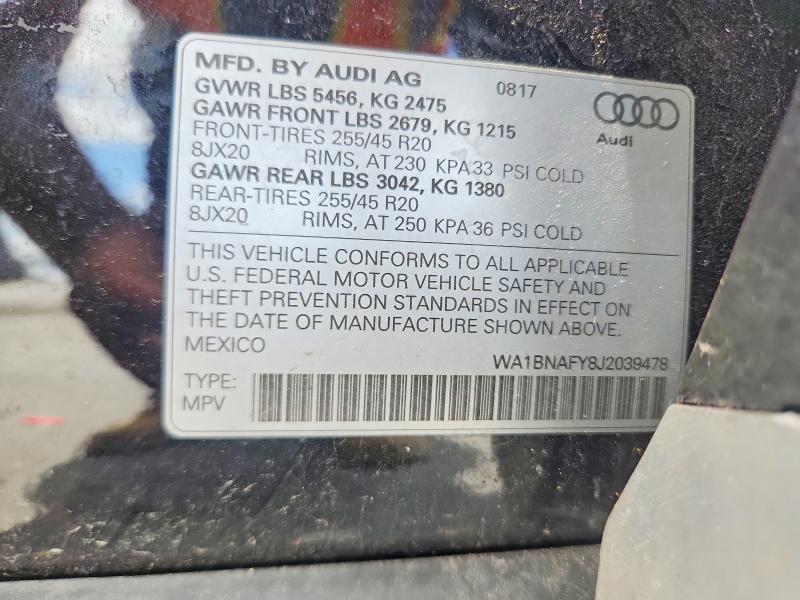 Aukcja sprzedaży 2018 Audi Q5, vin: WA1BNAFY8J2039478, numer aukcji: 66200006