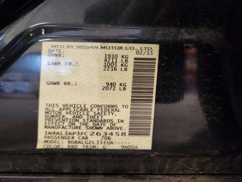 64606306 :رقم المزاد ، 1N4AL3AP3FC263458 vin ، 2015 Nissan Altima مزاد بيع
