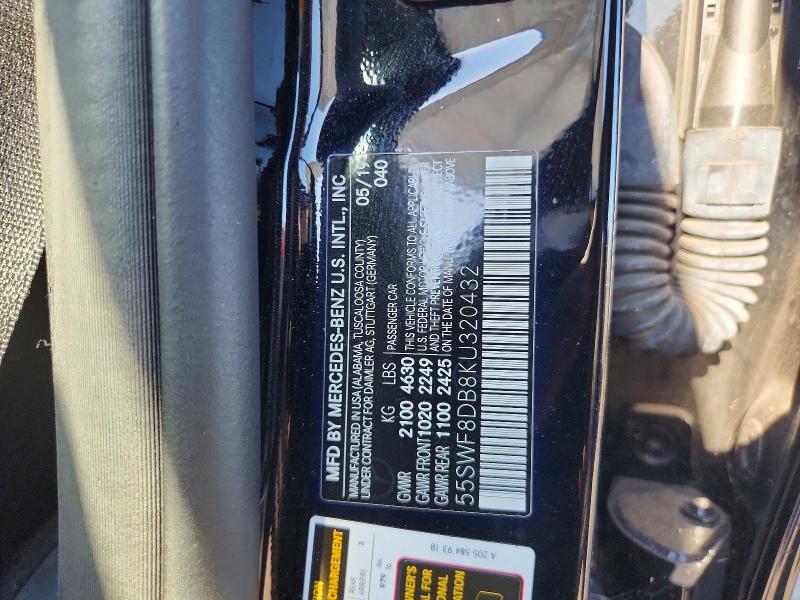 65331566 :رقم المزاد ، 55SWF8DB8KU320432 vin ، 2019 Mercedes-benz C مزاد بيع