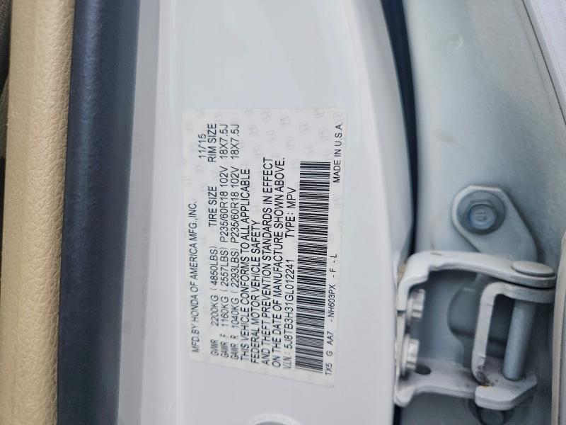 Aukcja sprzedaży 2016 Acura Rdx, vin: 5J8TB3H31GL012241, numer aukcji: 63821276