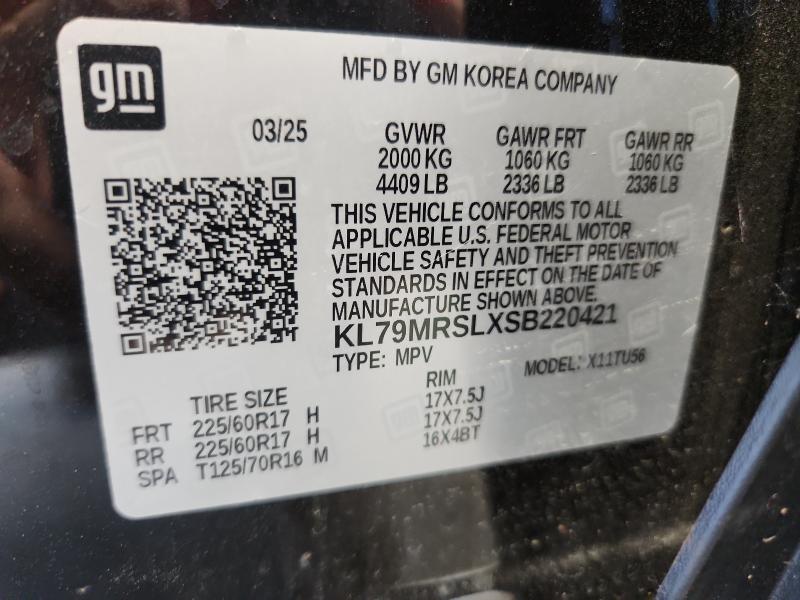 2025 Chevrolet Trailblazer მანქანა იყიდება აუქციონზე, vin: KL79MRSLXSB220421, აუქციონის ნომერი: 64732226