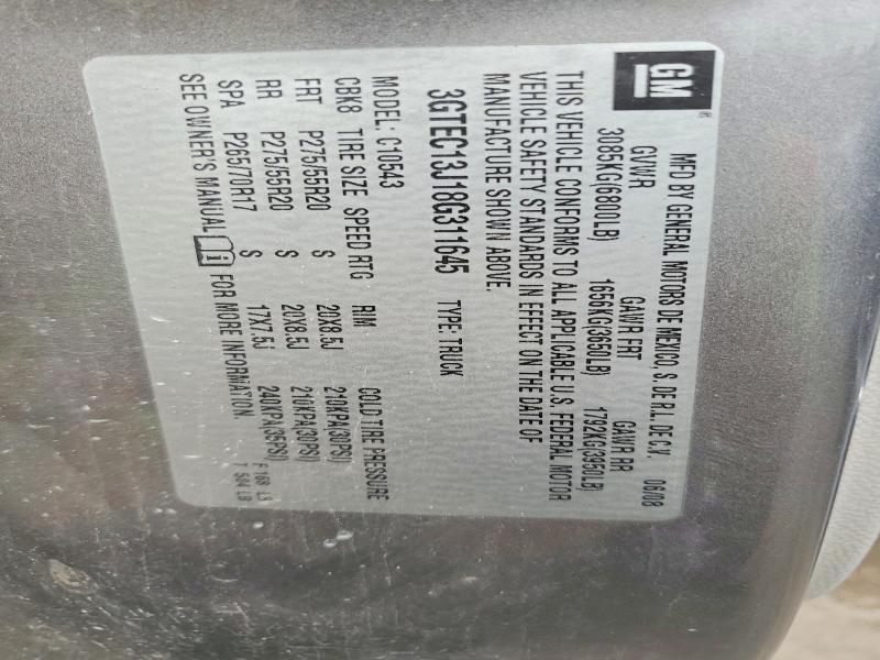 Aukcja sprzedaży 2008 Gmc Sierra, vin: 3GTEC13J18G311645, numer aukcji: 66260876