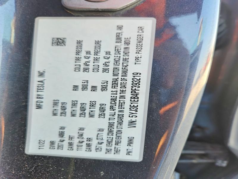 Auction sale of the 2023 Tesla Model 3, vin: 5YJ3E1EB4PF393219, lot number: 63242316