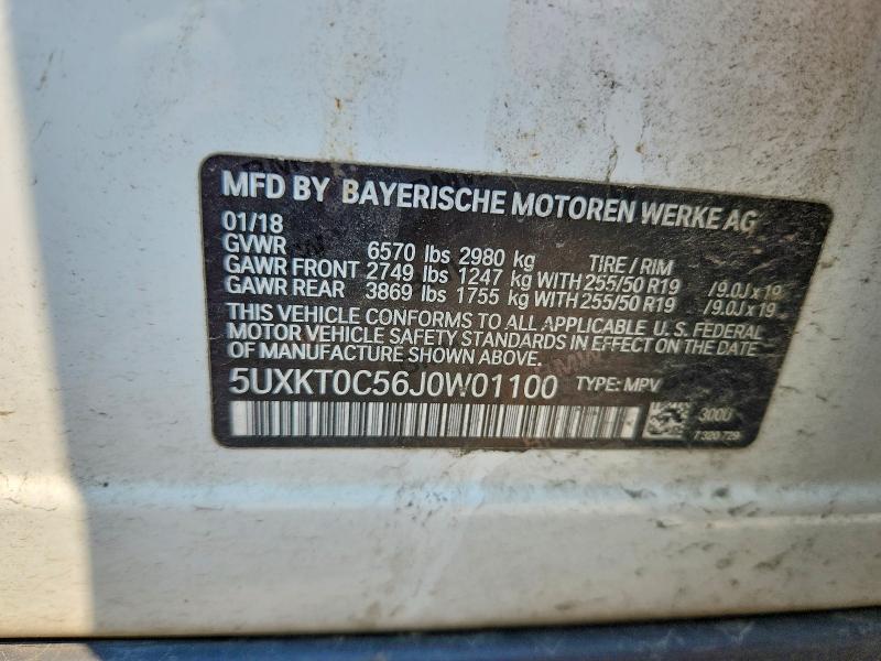 64009606 :رقم المزاد ، 5UXKT0C56J0W01100 vin ، 2018 Bmw X5 مزاد بيع