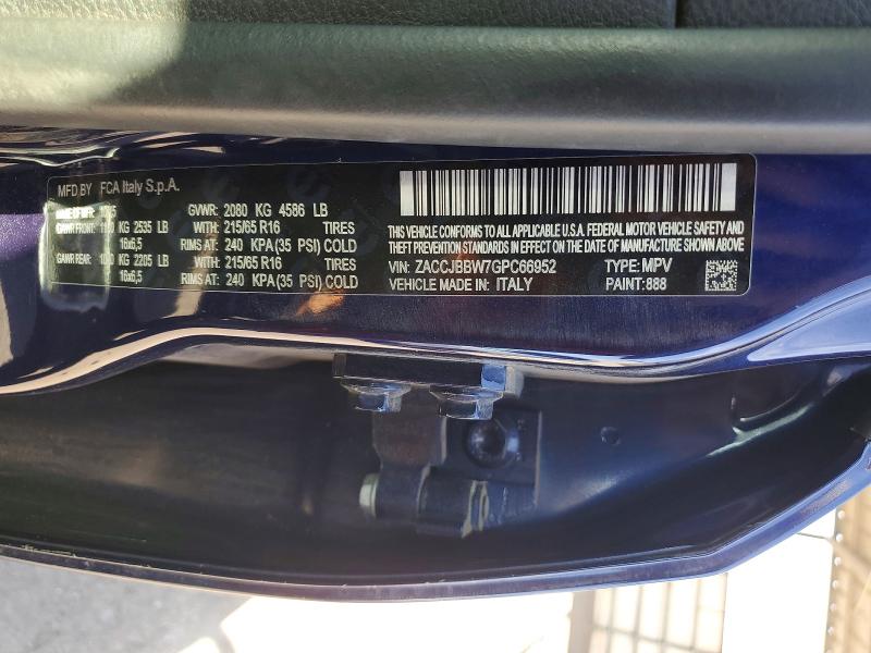 67057206 :رقم المزاد ، ZACCJBBW7GPC66952 vin ، 2016 Jeep Renegade مزاد بيع