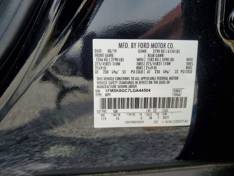 Aukcja sprzedaży 2020 Ford Explorer, vin: 1FM5K8GC7LGA44504, numer aukcji: 66071416