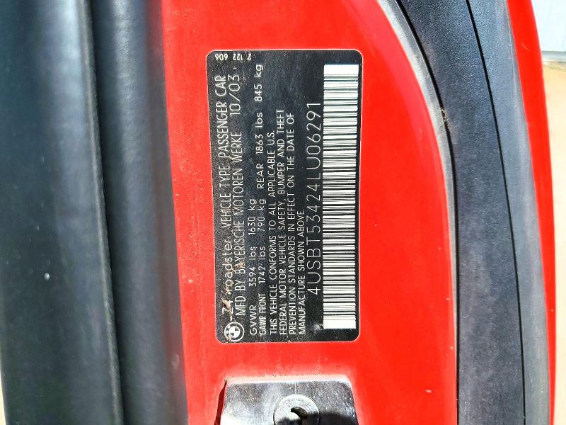 61448656 :رقم المزاد ، 4USBT53424LU06291 vin ، 2004 Bmw Z4 مزاد بيع