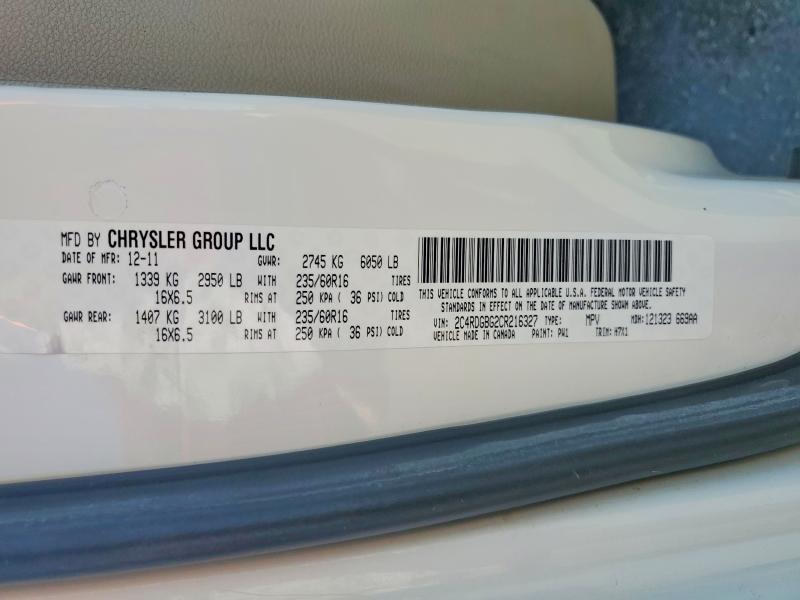 Aukcja sprzedaży 2012 Dodge Grand Caravan, vin: 2C4RDGBG2CR216327, numer aukcji: 66041766