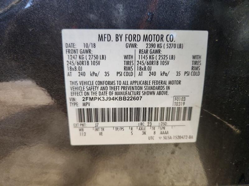 Продаж на аукціоні авто 2019 Ford Edge, vin: 2FMPK3J94KBB22607, номер лоту: 66439286