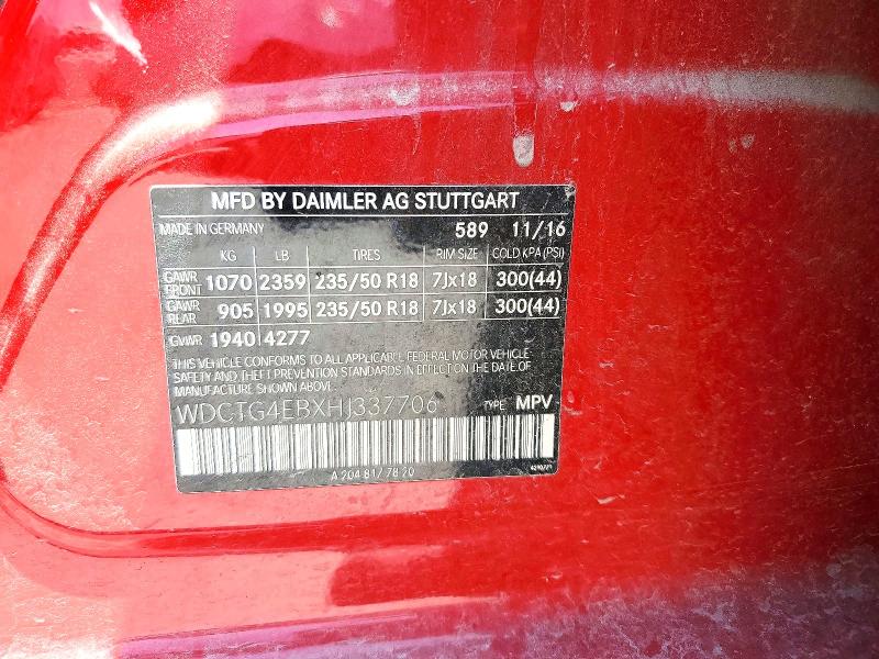 Продажа на аукционе авто 2017 Mercedes-benz Gla, vin: WDCTG4EBXHJ337706, номер лота: 64384806
