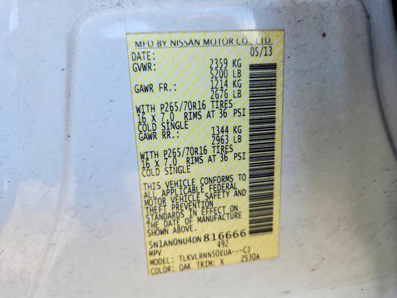 Aukcja sprzedaży 2013 Nissan Xterra, vin: 5N1AN0NU4DN816666, numer aukcji: 65656036