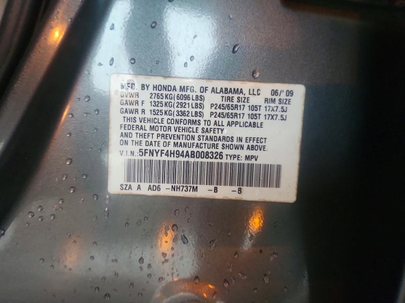 Aukcja sprzedaży 2010 Honda Pilot, vin: 5FNYF4H94AB008326, numer aukcji: 63480876