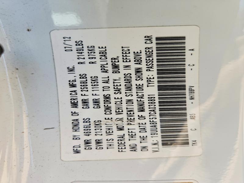 2012 Acura Tl მანქანა იყიდება აუქციონზე, vin: 19UUA8F57CA038891, აუქციონის ნომერი: 65561686