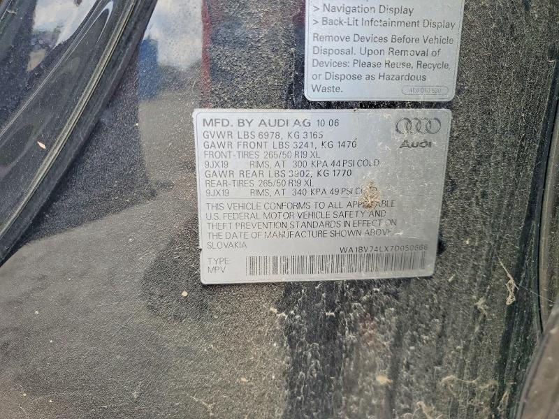Aukcja sprzedaży 2007 Audi Q7, vin: WA1BV74LX7D050666, numer aukcji: 66179376