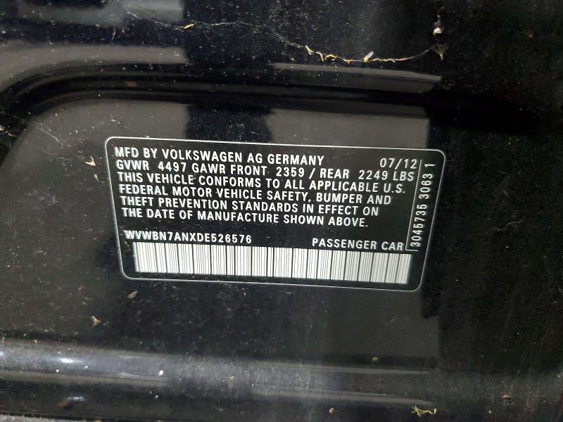 65672176 :رقم المزاد ، WVWBN7ANXDE526576 vin ، 2013 Volkswagen Cc مزاد بيع