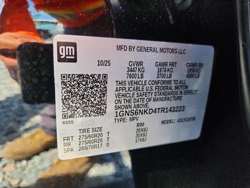 Продажа на аукционе авто 2026 Chevrolet Tahoe, vin: 1GNS6NKD4TR143223, номер лота: 66604666