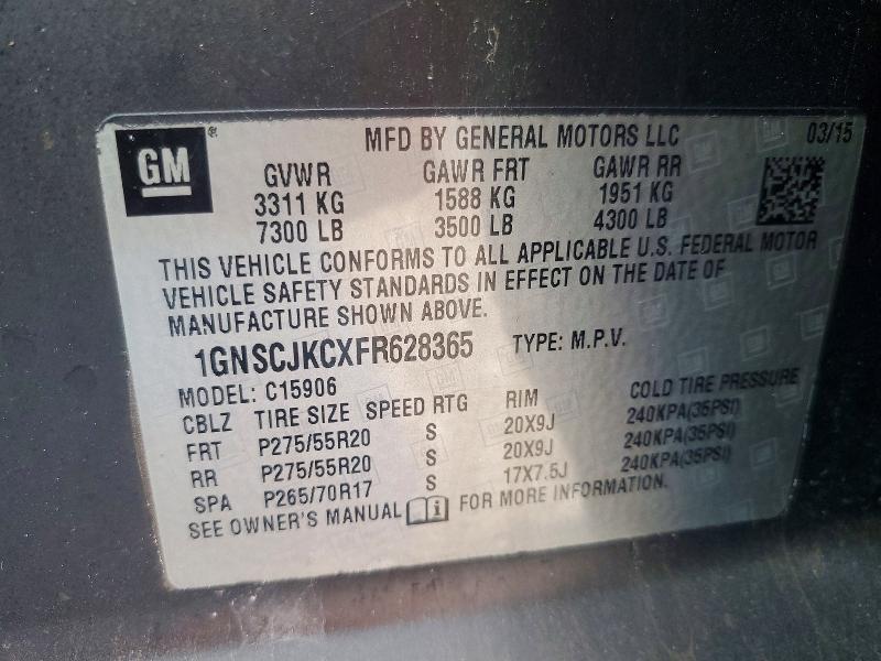 Aukcja sprzedaży 2015 Chevrolet Suburban, vin: 1GNSCJKCXFR628365, numer aukcji: 66536086