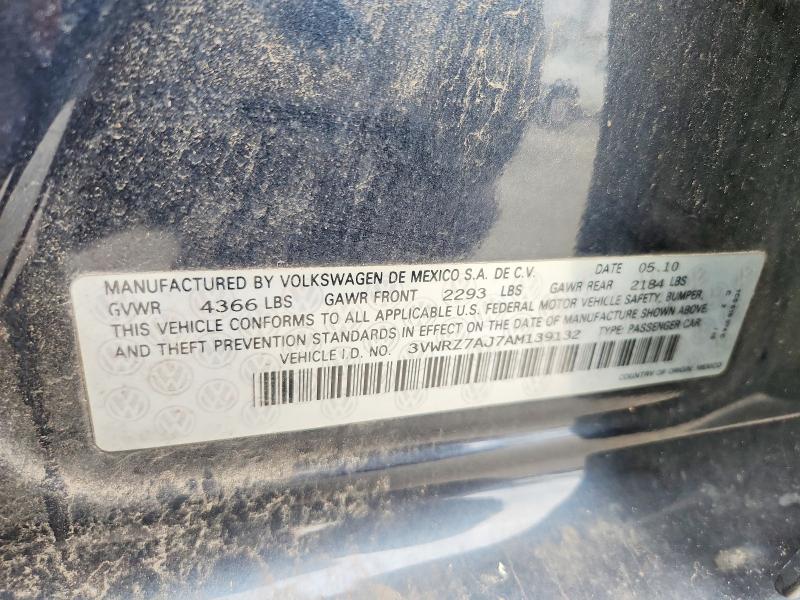 Aukcja sprzedaży 2010 Volkswagen Jetta, vin: 3VWRZ7AJ7AM139132, numer aukcji: 65115536