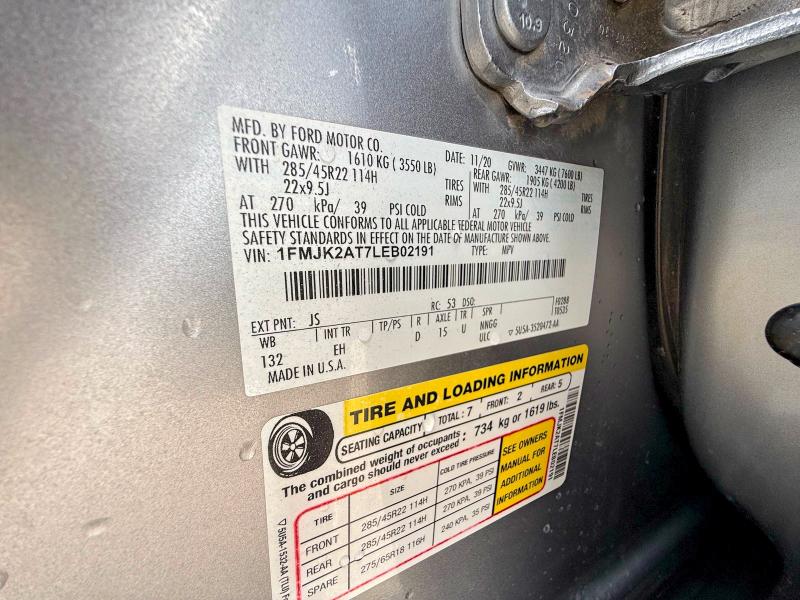 2020 Ford Expedition მანქანა იყიდება აუქციონზე, vin: 1FMJK2AT7LEB02191, აუქციონის ნომერი: 64590156