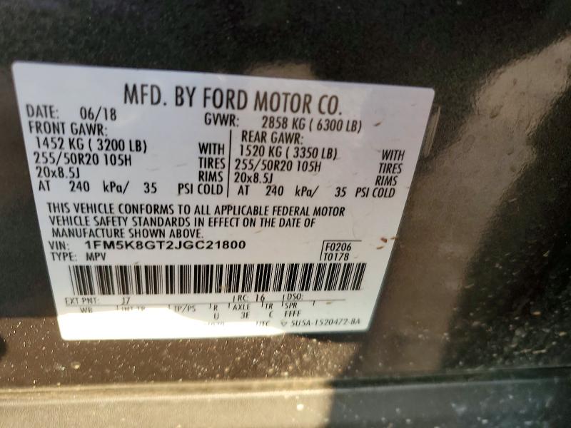 Aukcja sprzedaży 2018 Ford Explorer, vin: 1FM5K8GT2JGC21800, numer aukcji: 65638486
