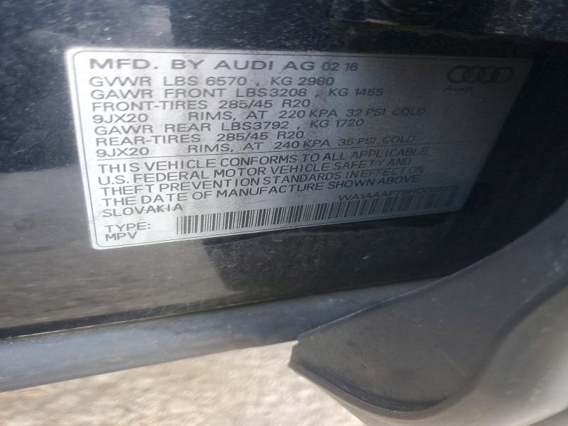 Продаж на аукціоні авто 2017 Audi Q7, vin: WA1AAAF75HD008315, номер лоту: 65162916