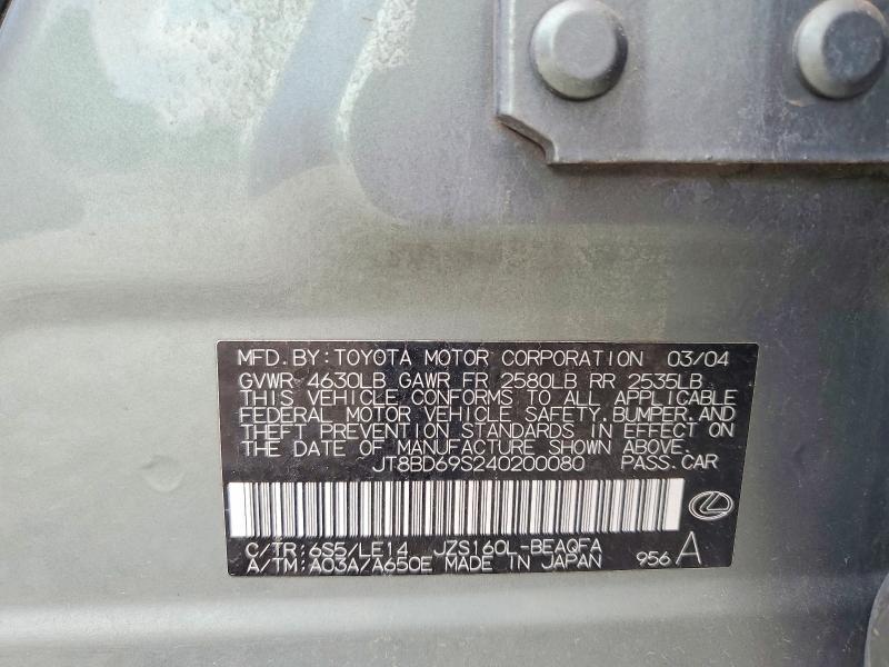 Aukcja sprzedaży 2004 Lexus Gs, vin: JT8BD69S240200080, numer aukcji: 65168846