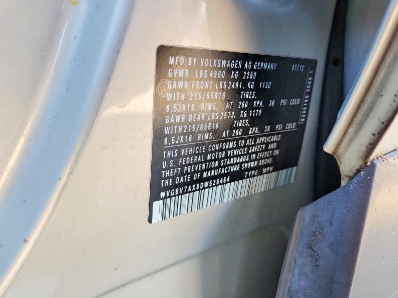 Продажа на аукционе авто 2013 Volkswagen Tiguan, vin: WVGBV7AX8DW526454, номер лота: 64953966