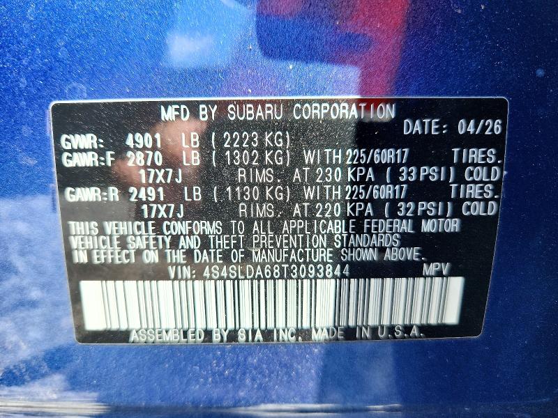 Продажа на аукционе авто 2026 Subaru Forester A, vin: 4S4SLDA68T3093844, номер лота: 65893476