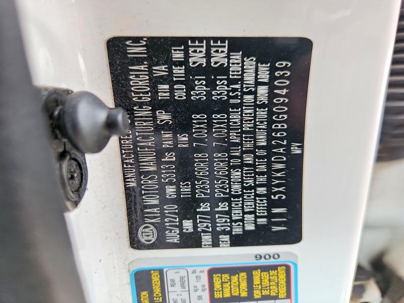 64493866 :رقم المزاد ، 5XYKWDA26BG094039 vin ، 2011 Kia Sorento مزاد بيع