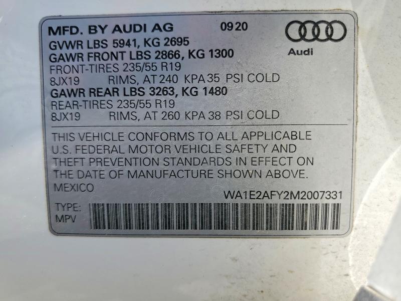 Продаж на аукціоні авто 2021 Audi Q5 E, vin: WA1E2AFY2M2007331, номер лоту: 63872046