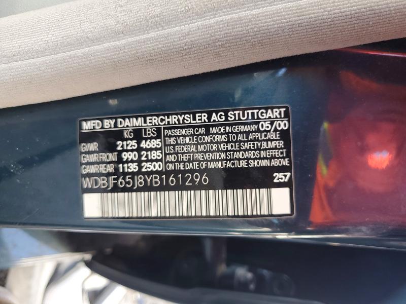 2000 Mercedes-benz E მანქანა იყიდება აუქციონზე, vin: WDBJF65J8YB161296, აუქციონის ნომერი: 66051736