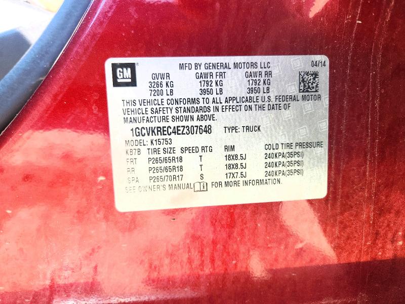Продаж на аукціоні авто 2014 Chevrolet Silverado, vin: 1GCVKREC4EZ307648, номер лоту: 63688866