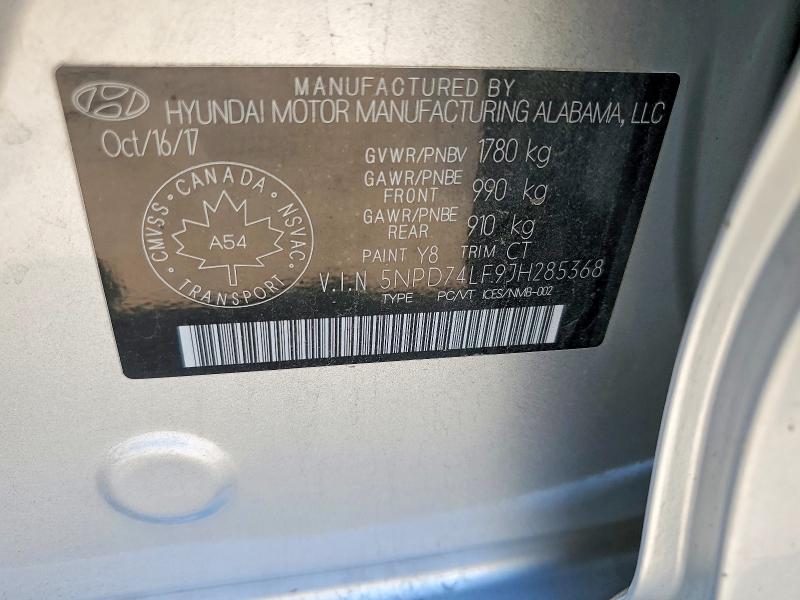 Aukcja sprzedaży 2018 Hyundai Elantra, vin: 5NPD74LF9JH285368, numer aukcji: 65648716
